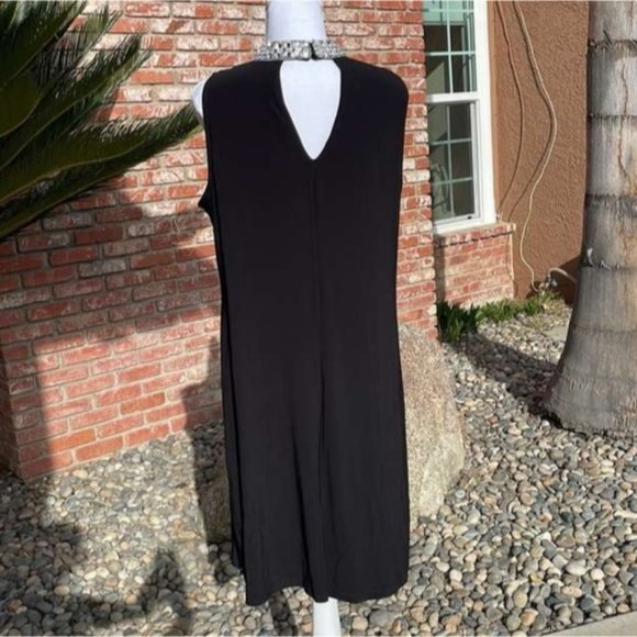 LORI M Collection Rhinestone Mock Neck Peep Hole V Neck Dress- Large- NWOT - Picture 12 of 14